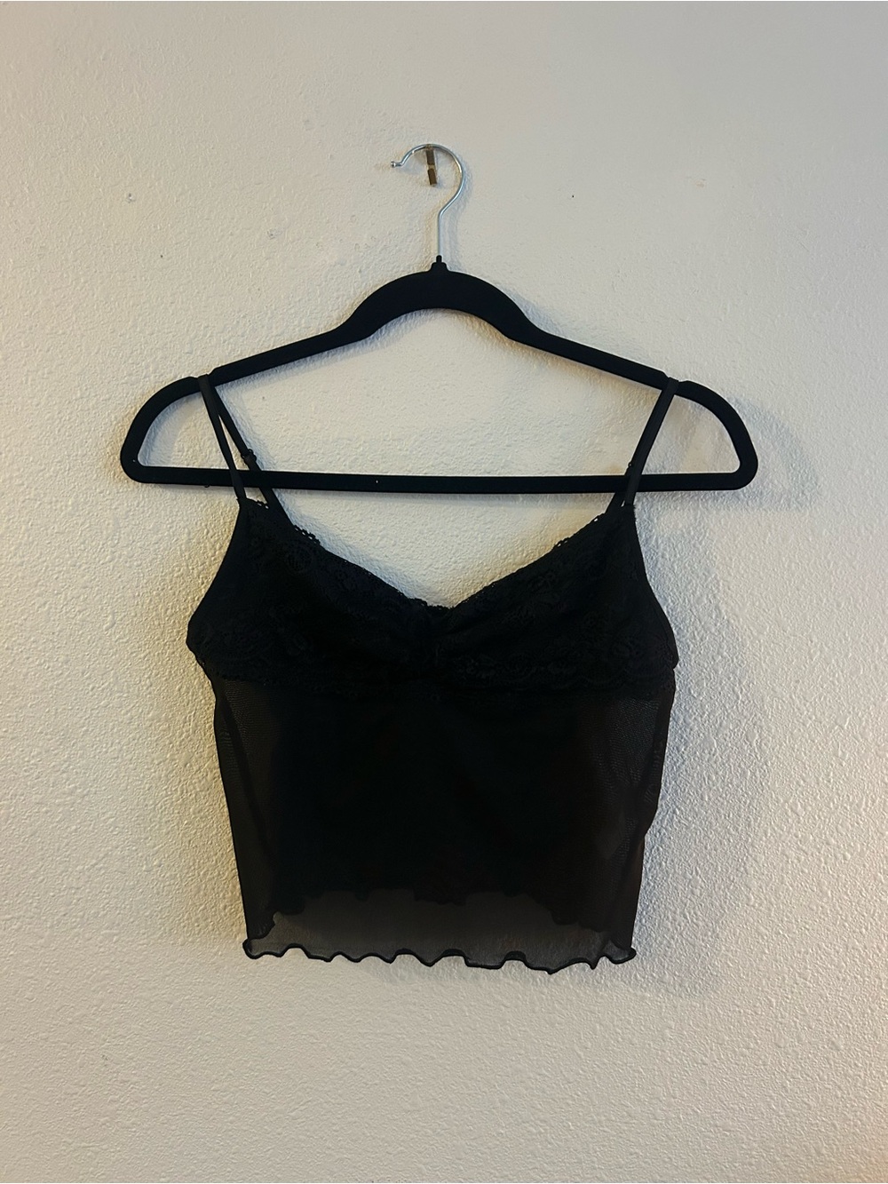 Glassons Black Lace Trim Sheer Cami